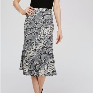 SNAKE-PRINT MIDI SKIRT